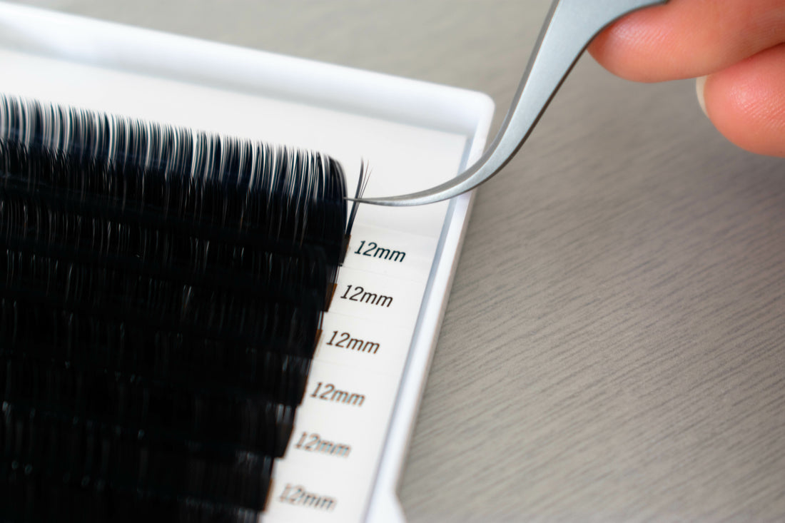 Close-up of volume lash extensions with a soft, full, and fluffy finish applied at Casa de Coco lash salon.